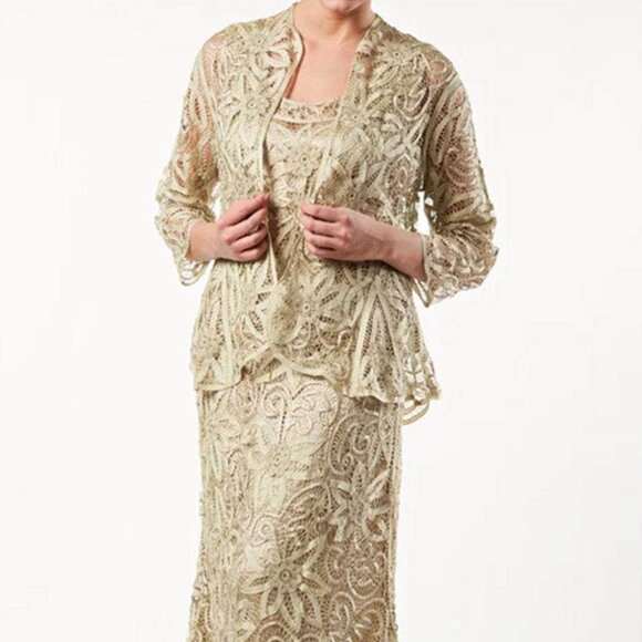 NWT Soulmates D9122 Silk/Polyester Blend Mother of the Bride Dress Brown Size 1X